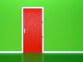 14095434-3d-render-of-red-door-in-green-wall